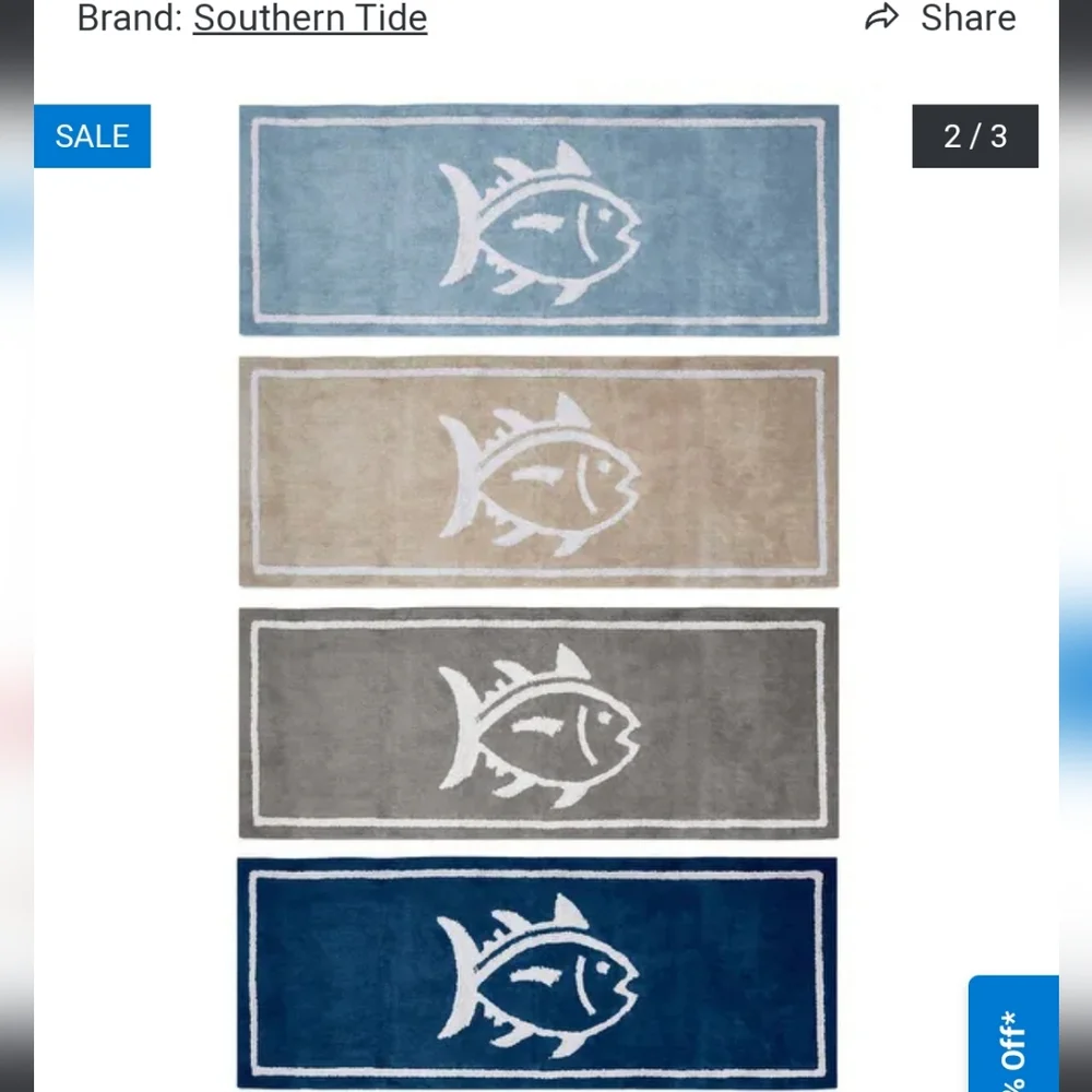 New Southern Tide Skip Jack Fish Bath Rug Runner Mat 22